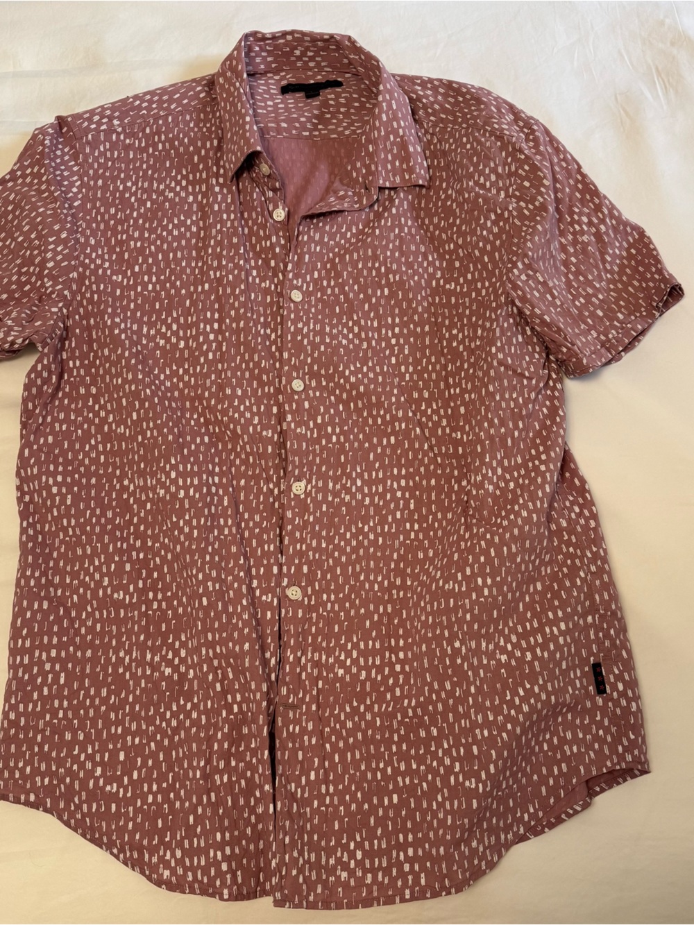 John Varvatos Mauve Button-Up Shirt with White Dot Print